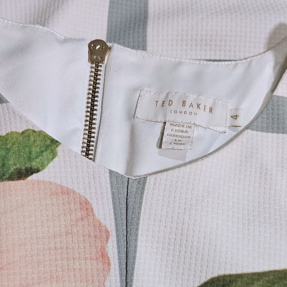 Ted Baker Nayelic Off White Floral Plaid Design Sleeveless Shift Dress - Picture 8 of 14